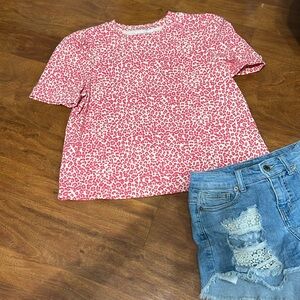 Free the Roses pink Cheetah Print Top NWOT